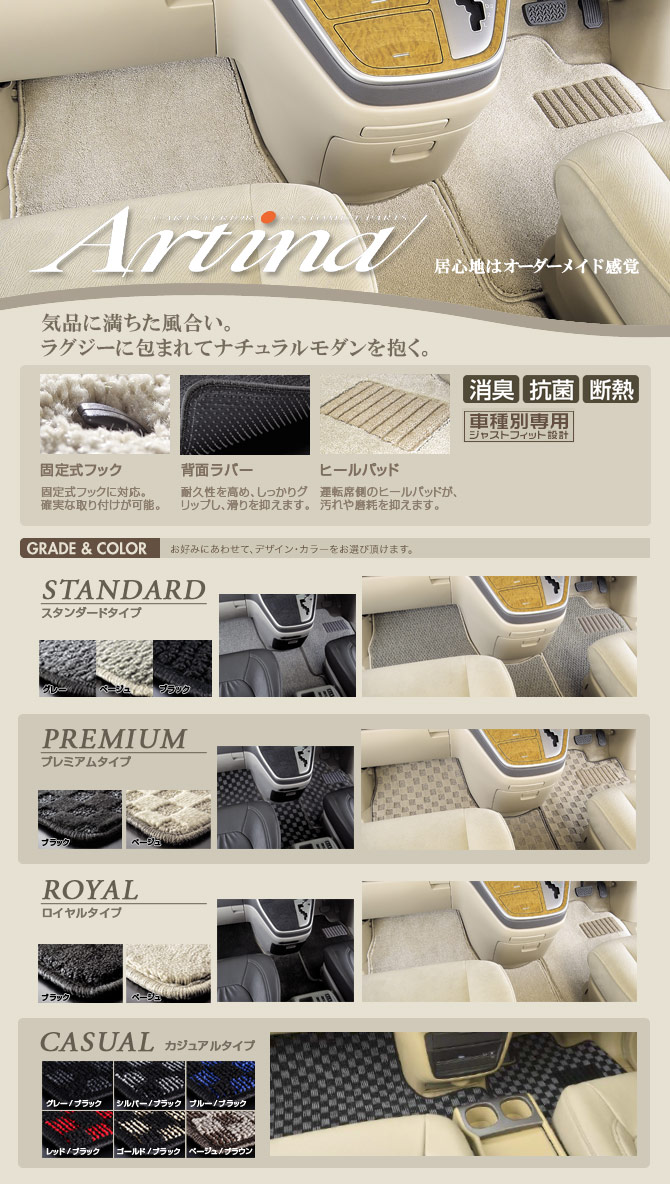 すぐ発送可能！ アルティナ フロアマット スタンダード 【ベージュ】 レクサス LS600ｈ UVF45 Artina 送料無料 